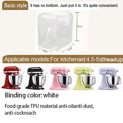 Für KitchenAid4.5qt 5qt Head Up Chef's TPU Staubschutz; Klare, wasserdichte, ölbeständige Schutzhülle für Misch- und Knetmaschinen