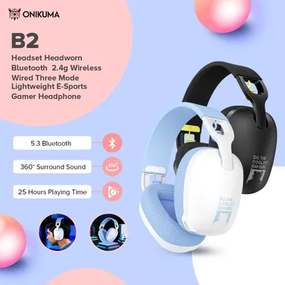 2025 Neues Onikuma B2 Wireless Gaming Headset für PS5 PS4 PC 2,4 GHz USB-Spielkopfhörer mit Mikrofon Ergonomisches Design 5.3-Kopfhörer