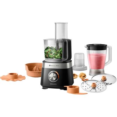 PHILIPS Küchenmaschine "HR7530/10 Viva Collection", schwarz, B:24,4cm H:37,7cm T:24,4cm, Küchenmaschinen, 31 Funktionen, inkl. 2-in-1 Schneidescheibe und Zitruspressenaufsatz, Küchenmaschine
