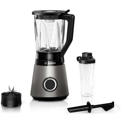 BOSCH Standmixer "VitaPower Serie 4 MMB6174SN, 1,5l Mixer, 0,6l ToGo, 30.000 U/Min, grau", silber (silberfarben), B:23cm H:41cm T:19,5cm, Zerkleinerer, Stopfer, 4 Edelstahl Klingen, Kabelstaufach, Made in Europe