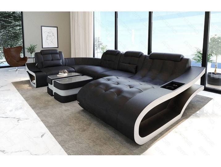 Leder Wohnlandschaft Elegante U-Form