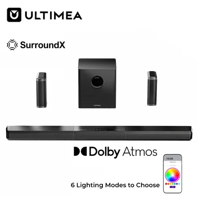 ULTIMEA 9.1-Kanal Dolby Atmos Abnehmbare Soundbar mit RGB-Beleuchtung, App-Steuerung, Heimkino-Surround-Sound-System für TV