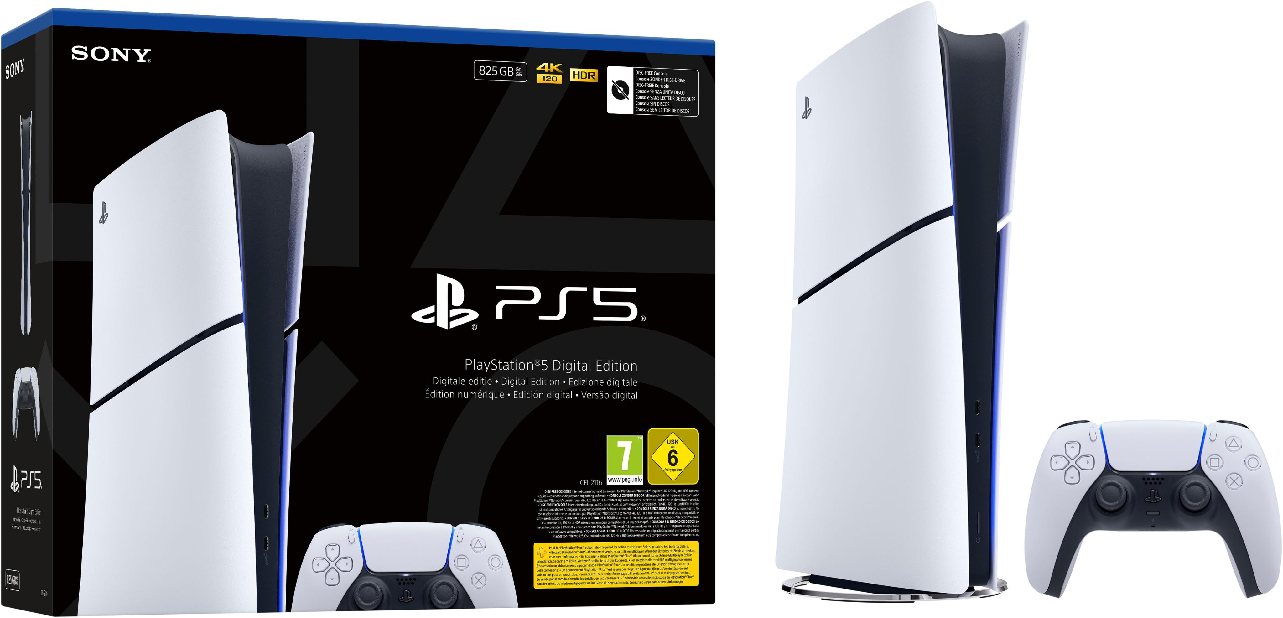 PLAYSTATION 5 Spielekonsole "Digital Edition (Slim)", weiß, schwarz, B:21,6cm H:35,8cm T:9,6cm, Spielekonsolen, Topseller