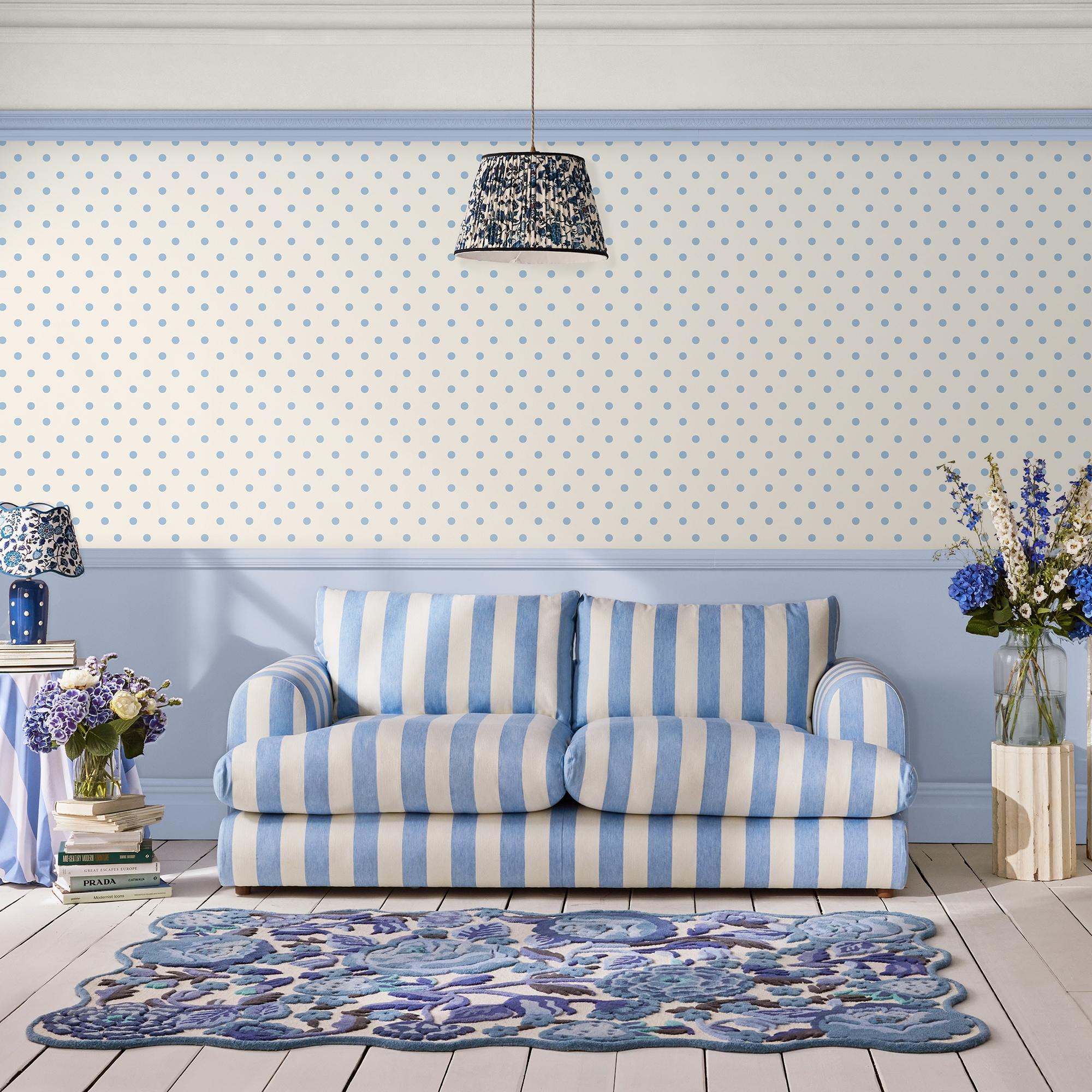 Vliestapete CATH KIDSTON "Button Spot", blau, B:0,52m H:10m L:10m, Vlies, Tapeten, 10mx52cm (ca. 5m2)