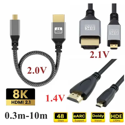 10 m 5 m 3 m 1 m 0,3 m Micro HDMI Zu HDTV HDMI-Kompatibel 4K 8K kabel Kabel Für GoPro Raspberry Pi 4 Retroid Sony Kamera PC TV Video