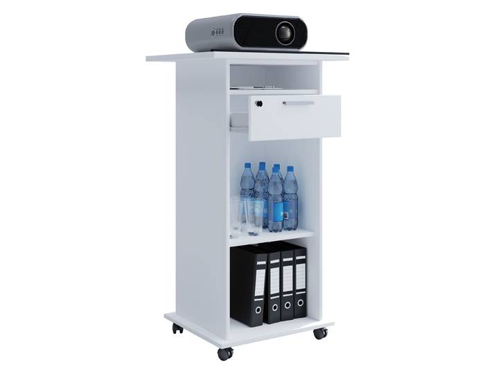 Wohnzimmertisch VCM Tisch Möbel Wagen Beamer Projektor Rollen Neta , weiß, B:60cm T:50cm, Sideboards, TVRack