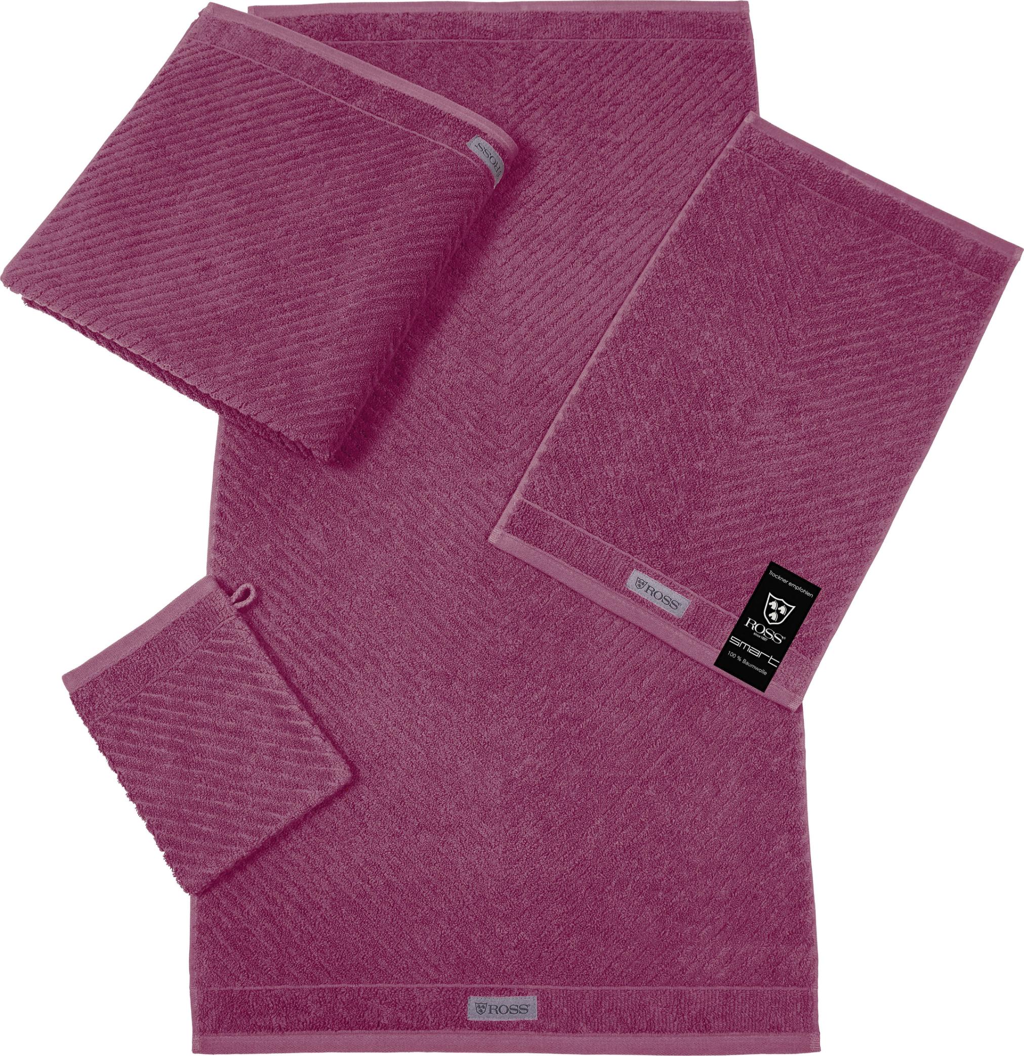 Gästehandtuch ROSS "Smart", lila (beere), B:30cm L:50cm, Frottier, Obermaterial: 100% Baumwolle, Handtücher, Uni-Rippe mit Velourslabel