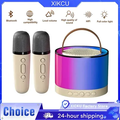 K52 Drahtloser Bluetooth-Lautsprecher, Karaoke-Maschine mit 2-Mikrofon, tragbare Soundbar, Audio-Musik-Player für Kinder, Zuhause, Geschenk