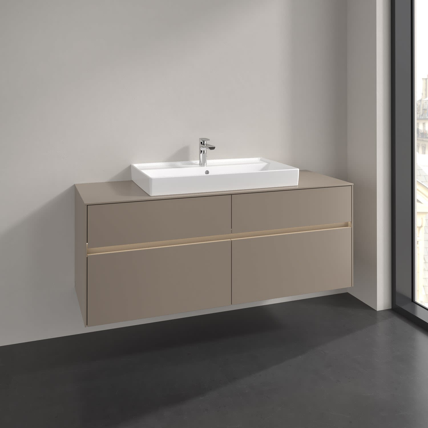 Villeroy & Boch Collaro Waschtischunterschrank 140 x 54,8 cm , mit LED-Beleuchtung, mit 4 Auszügen
