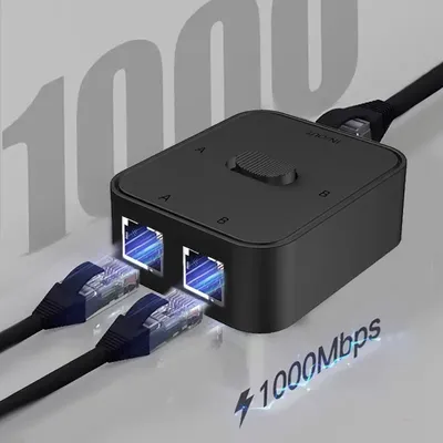 2 Port 1000 Mbit/s Gigabit Netzwerk Switch 1 In 2 Out RJ45 Switch Netzwerkadapter RJ45 Splitter Kabel Extender für PC Laptop TV Box