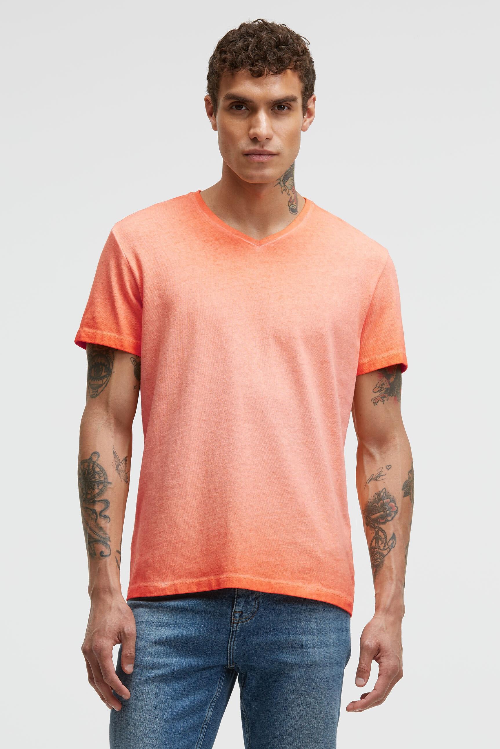 V-Shirt CMPD, Herren, Gr. M, orange, Single Jersey, Material: 100% Baumwolle, unifarben, regular fit normal, V-Ausschnitt, eingesetzt gerader Abschluss, Shirts, aus Baumwolle