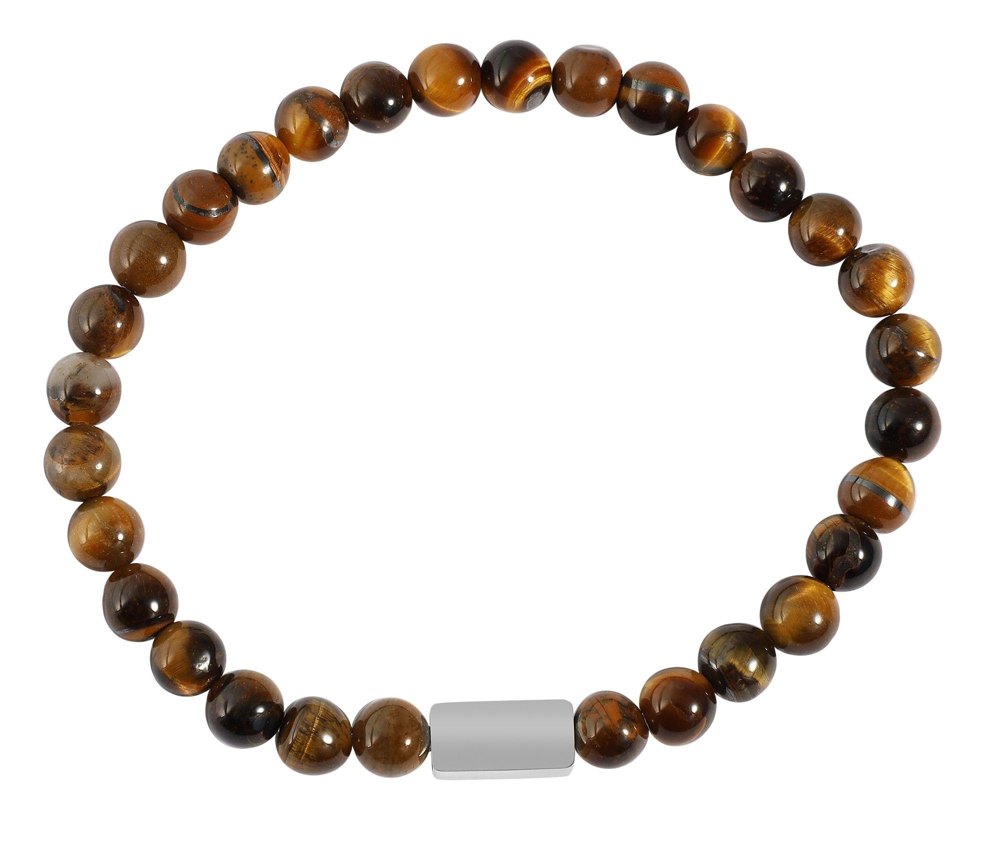 Gliederarmband ADELIA´S "Herren Armband – Kugelarmband aus Edelstahl mit Tigerauge 21 cm", braun, Armbänder, Herren, 21cm, Edelstahl, Gliederarmband, Perfekt zum Verschenken an besondere Menschen