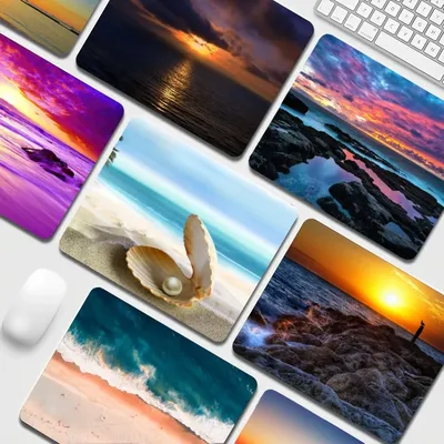 Strand Wellen Palme Landschaft 25x29cm kleine Gaming Mauspad Gamer Schreibtisch Matte Tastatur Pad Dekoration Mauspad für Teen Mädchen Schlafzimmer