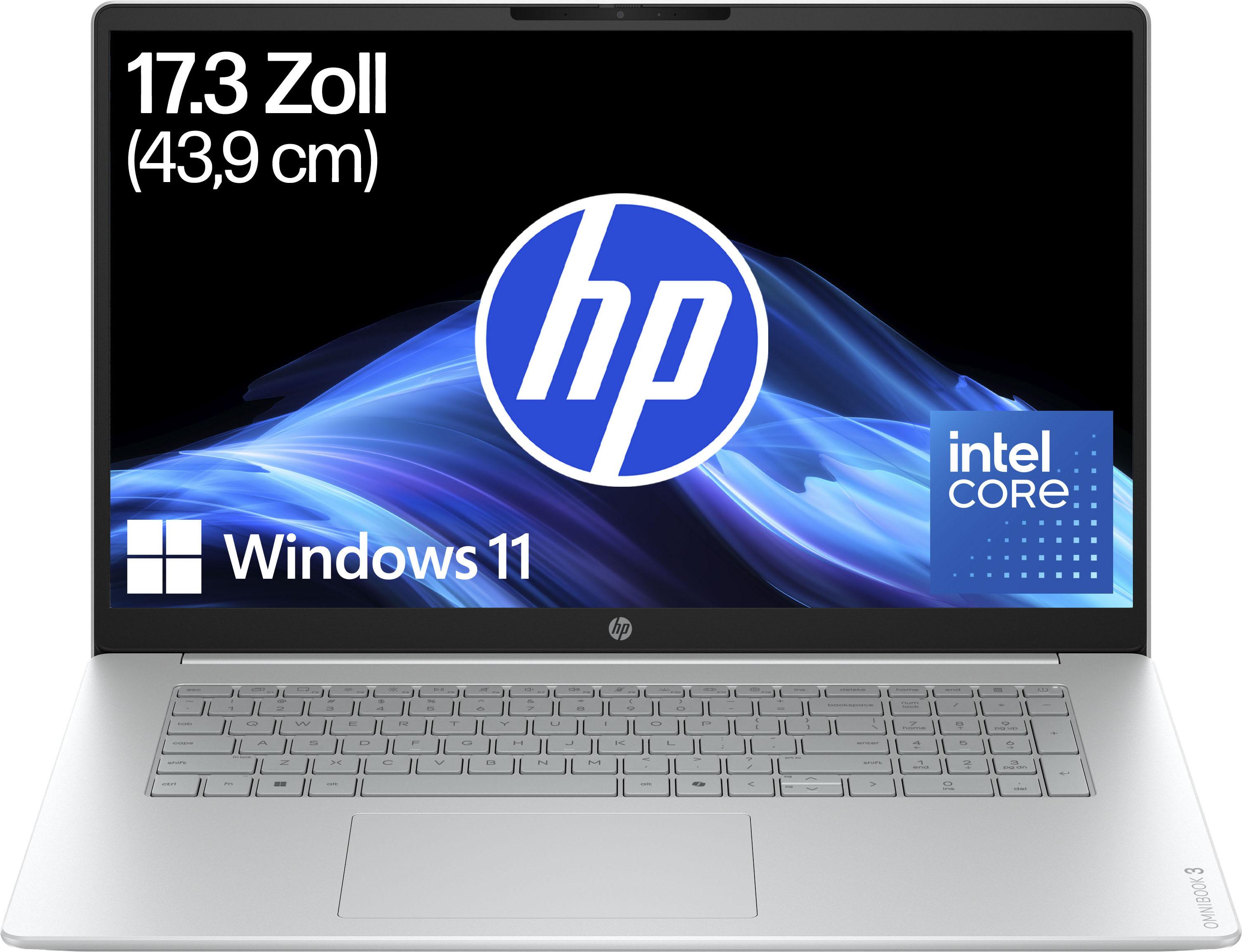 HP Notebook "OmniBook 3 17-dg0055ngx", glacier silber, 8 GB RAM 512 GB SSD, Core 5, Windows 11 Home, Notebooks