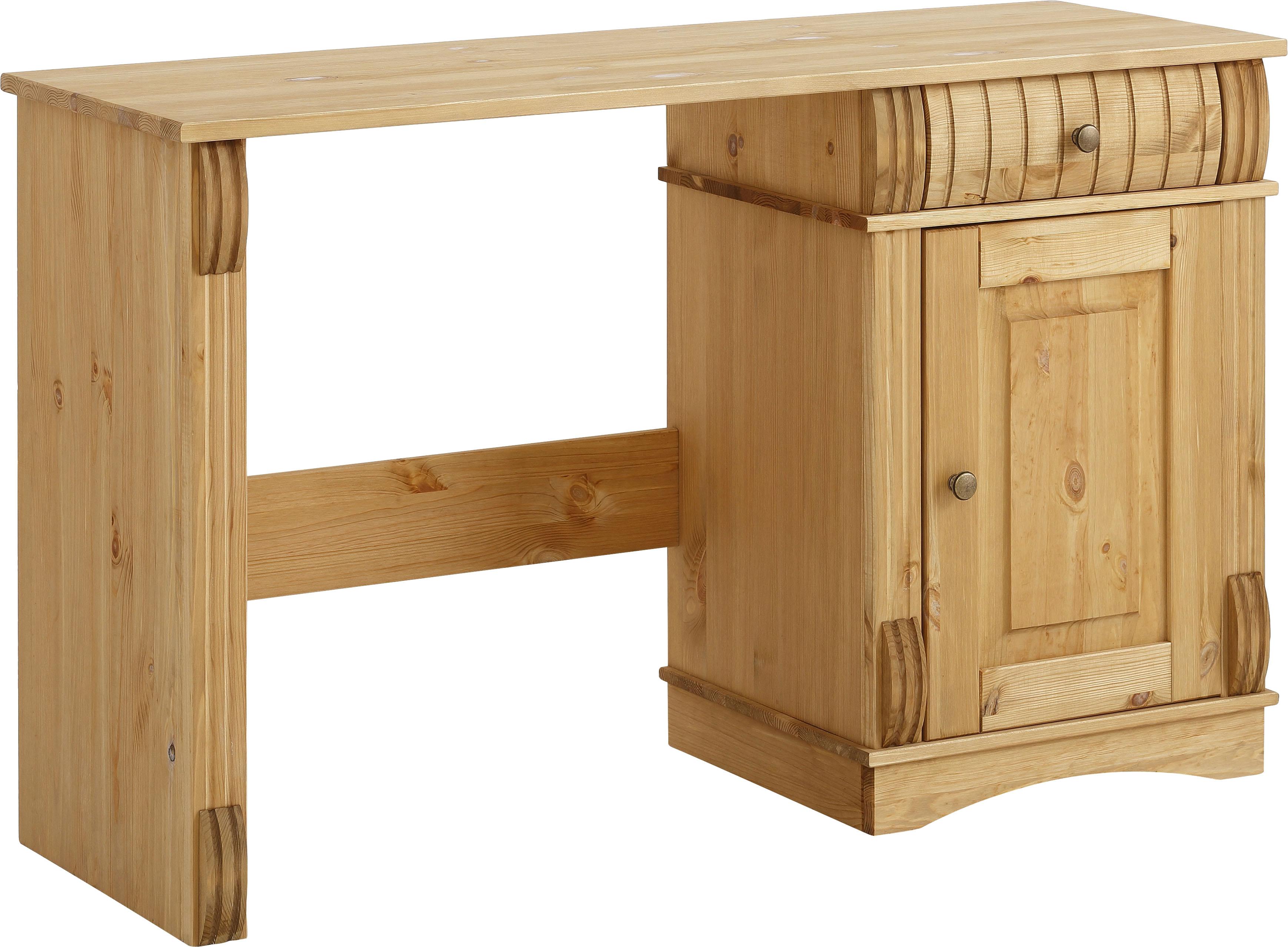Schreibtisch OTTO HOME "Teresa", beige (natur), B:120cm H:73cm T:37cm, Tische, Schreibtisch, Computertisch mit Schublade, Massivholz, Breite 120 cm