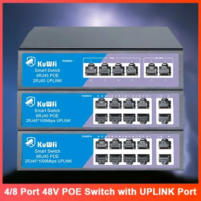 4/8Port POE Ethernet Switch 100Mbps 48V POE Netzwerk Switch mit schnellem RJ45 Uplink Port Unterstützung CCTV IP Kamera Wireless AP Router