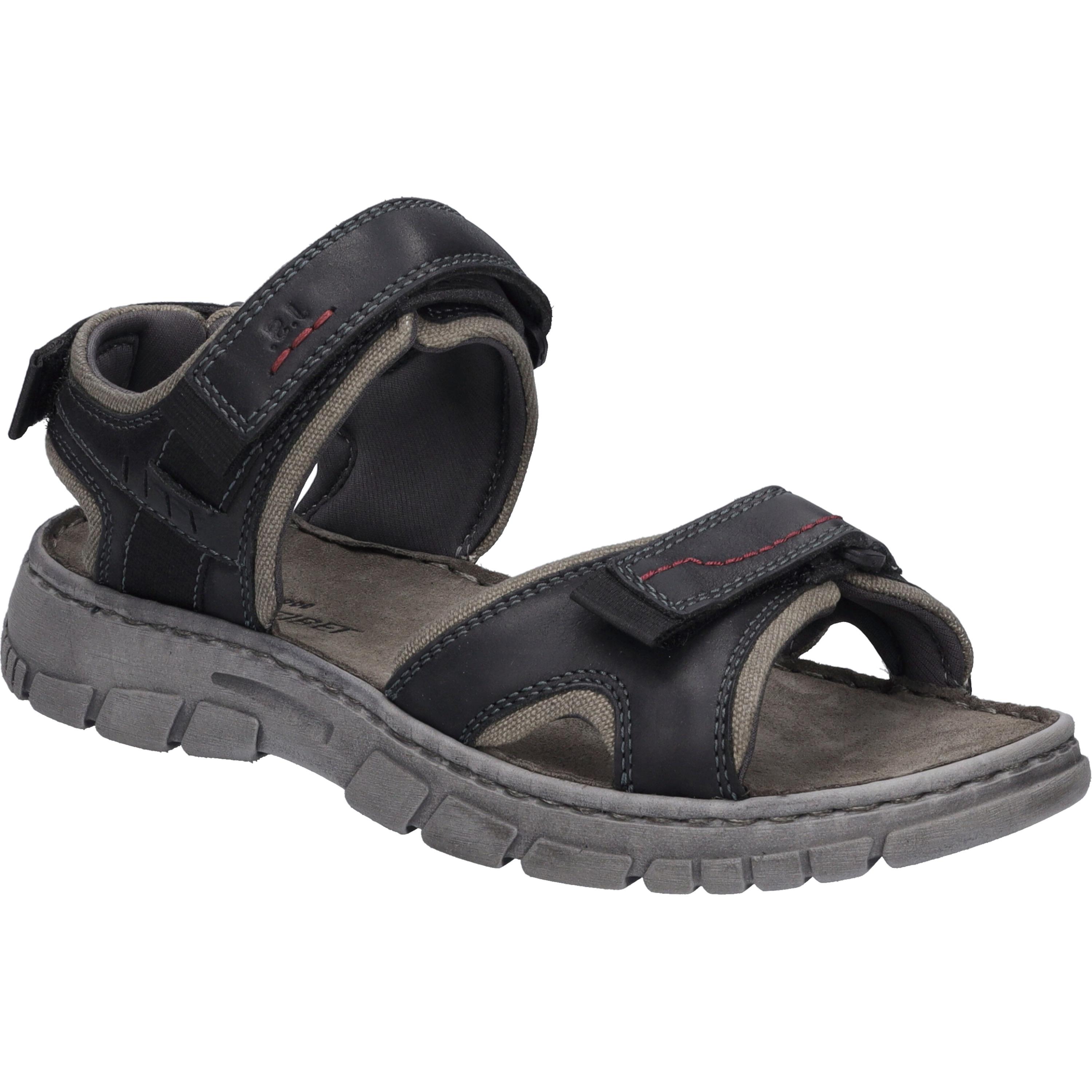 Sandale JOSEF SEIBEL "Brendan 03, schwarz-kombi", Damen, Gr. 44, schwarz (schwarz, kombi), Obermaterial: 80% Rindsleder Leather cow. 20% Textilmaterial TEXMAT., Schuhe Sandale