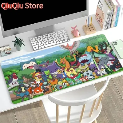 Anime P-Pokémon Mousepad Mauspad Große Computer Gaming Tastatur Teppich Mousepad Laptop Gamer Zubehör Schreibtisch Matte HD Teppich