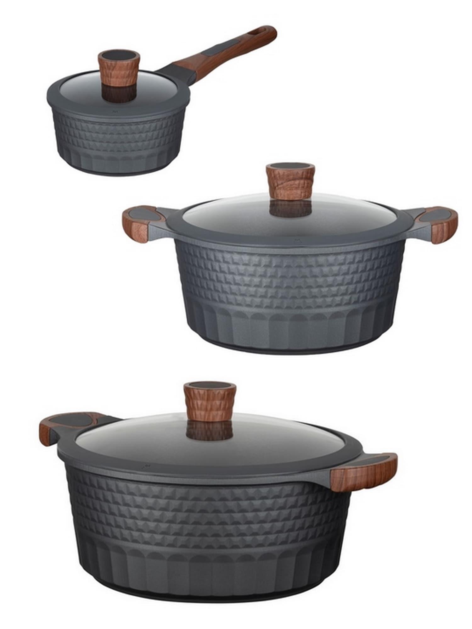 Topf-Set RESTO KITCHENWARE "Capella mit Deckel, antihaftbeschichtet und spülmaschinenfest", schwarz, Töpfe, Für alle Herdarten geeignet, auch Induktion, im Geschenkkarton