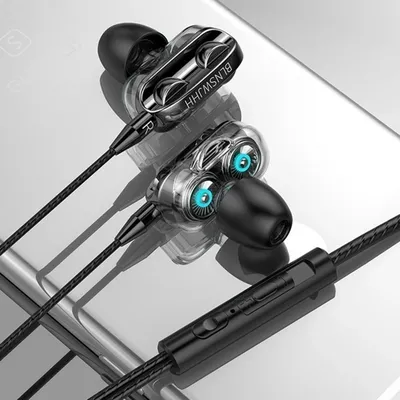 3,5mm HiFi Wired Kopfhörer Quad Core Sport Kopfhörer Dual Fahrer Bass Stereo Gaming Headset In-Ear Musik Ohrhörer mit Mikrofon