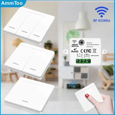 Kabelloser Lichtsc halter 433MHz Fernbedienung 1/2/3-Gang-Interruptorwand Smart Lighting Switch 10a 110V 220V für Lampen-LED