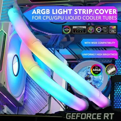 LDPCSJ 5 V ARGB LED Neonröhre Lichtleiste Hülsenabdeckung für Gaming PC 120 240 360 AIO CPU Wasser Flüssigkeitskühler Modding