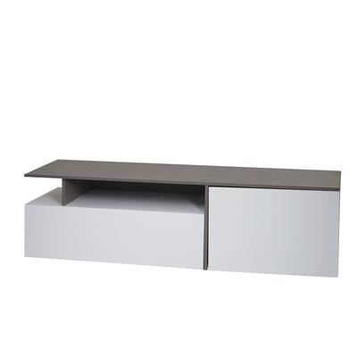 Décoshop26 - TV-Möbel mit zwei großen Staufächern mit Türen 45 x 161 x 40 cm weiße MDF-Platte in Betonoptik 04_0007855