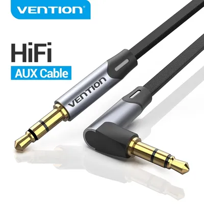 Vention Aux-Kabel, 3,5 mm Klinke, Audiokabel, 90 Grad rechtwinklig, 3,5 AUX-Kabel für Auto-Kopfhörer, Xiaomi Beats Lautsprecher, MP4 AUX-Kabel