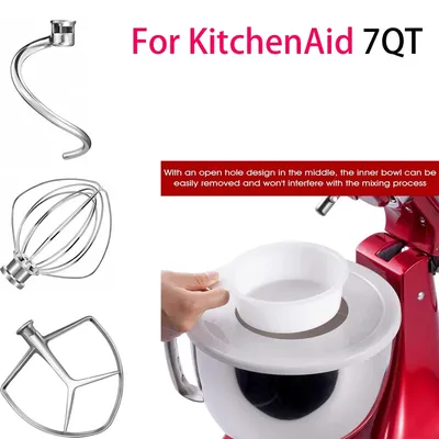 Für Kitchenaid 7-Liter-Mixer-Hilfe-Aufsatzteile, Zubehör, Standmixer-Draht, Peitsche, Knethaken und Mixer-Hilfe-Paddel
