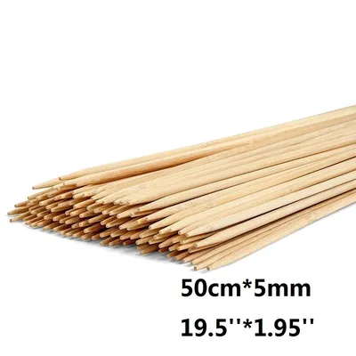 50cm*5mm Lange Bambus-Grillspieße Holz-Kartoffel-Marshmallow-Röststäbe Einweg-Lebensmittelstäbe Bambus-Spieße Grillzubehör