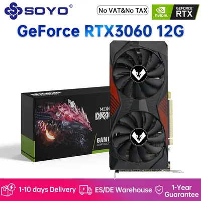 SOYO Original NVIDIA RTX3060 12G Grafikkarte GDDR6 Speicher 192Bit PCIE4.0x16 Gaming Grafikkarte für Desktop-Computer Zubehör