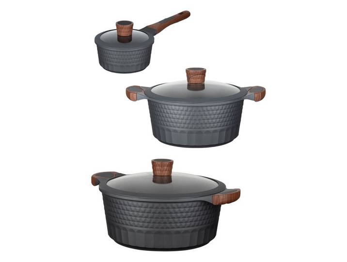 Topf-Set RESTO KITCHENWARE Capella mit Deckel, antihaftbeschichtet und spülmaschinenfest , schwarz, Töpfe, Für alle Herdarten geeignet, auch Induktion, im Geschenkkarton