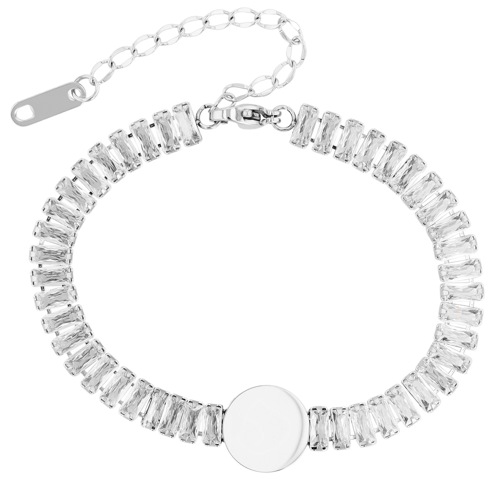 Armband ADELIA´S "Damen Armband aus Edelstahl mit Zirkonia 16,5 cm", silber, Armbänder, Damen, 16cm, Edelstahl, Armband, Perfekt als Geschenk zum Valentinstag
