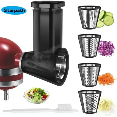 KitchenAid Standmixer Aufsatz mit 4 Klingen: Käsereibe, Gemüseschneider, Lebensmittelschneider