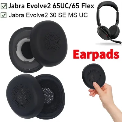 1 Paar Ersatz-Ohrpolster aus Proteinleder, Headset-Ohrpolster, Kissen, Ohrmuscheln für Jabra Evolve 2 65UC/65 Flex