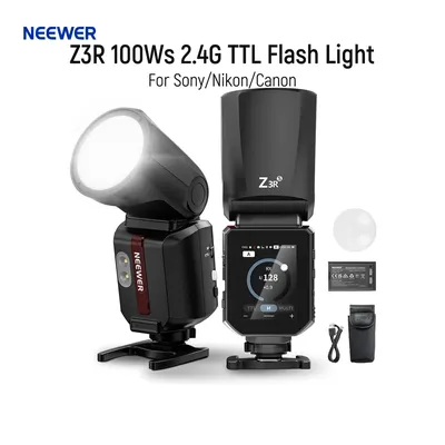 NEEWER Z3R 100Ws 2.4G TTL-Blitzgerät mit rundem Kopf für Sony/Canon/Nikon Kameras mit Touchscreen, 1/8000s HSS