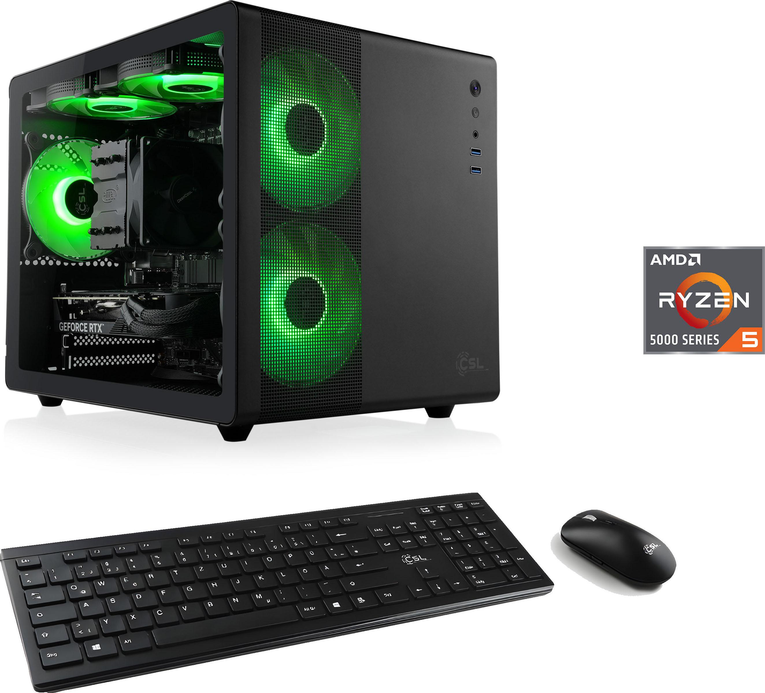 CSL PC "Cube V24180", schwarz, Microsoft Windows 11 Home (64 Bit), 16 GB RAM 500 GB SSD, Desktop-PCs, PC