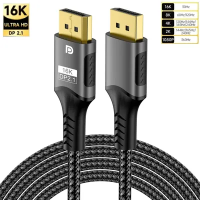 Display Port 16K DP 2.1 8K@120Hz 4K@240Hz 80Gbps HDR Video Audio Displayport Kabel für Laptop TV Xbox Projektor Gaming Monitor