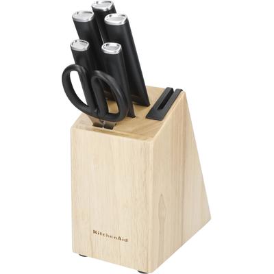 Messerblock KITCHENAID "Classic", braun (gummibaumholzeffect), B:19cm H:34cm L:12cm, Messerblöcke, Messerblock, Messer aus japanischem Kohlenstoffstahl, inkl. integri. Messerschärfer