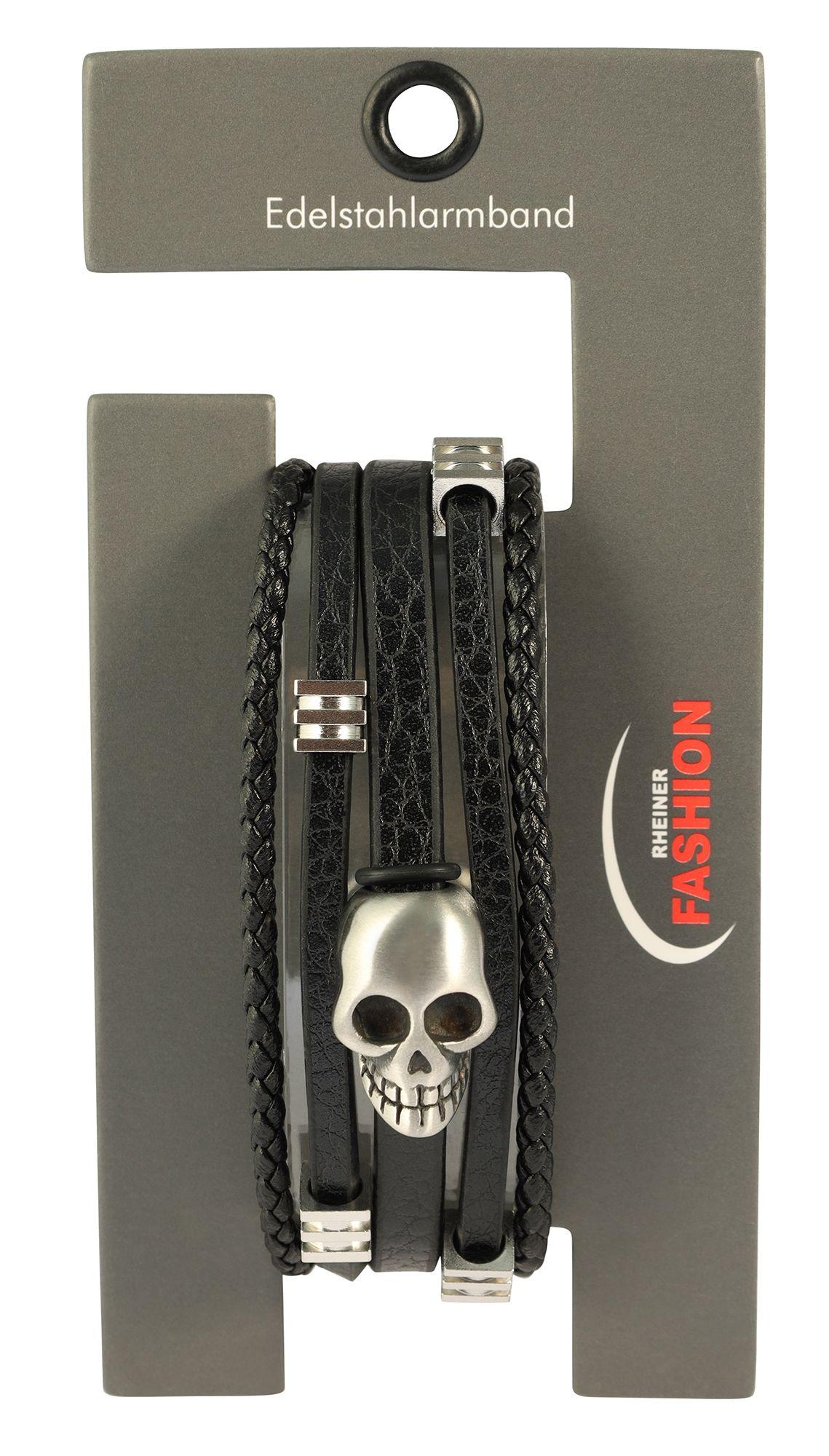 Kettenanhänger ADELIA´S "Herren Anhänger – Totenkopfanhänger aus Leder", schwarz, Schmuckanhänger, Herren, Leder, Kettenanhänger, Ideal als Geschenk – dezent und elegant
