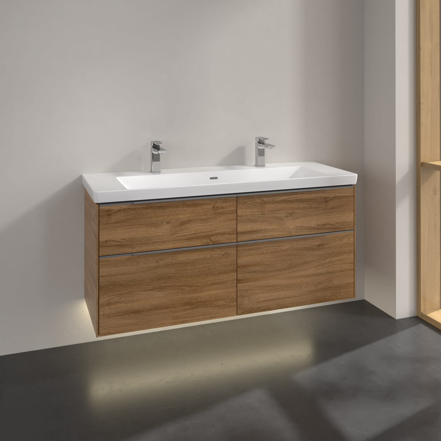 Villeroy & Boch Subway 3.0 Waschtischunterschrank 127,2 cm, 4 Auszüge, mit LED-Beleuchtung