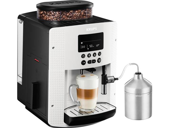 KRUPS Kaffeevollautomat EA8161 , weiß, B:28,7cm H:48,3cm T:38,1cm, Kaffeevollautomaten, inkl. Edelstahl-Milchbehälter, 3 Temperaturstufen + 3 Mahlstärken, Kaffeevollautomat