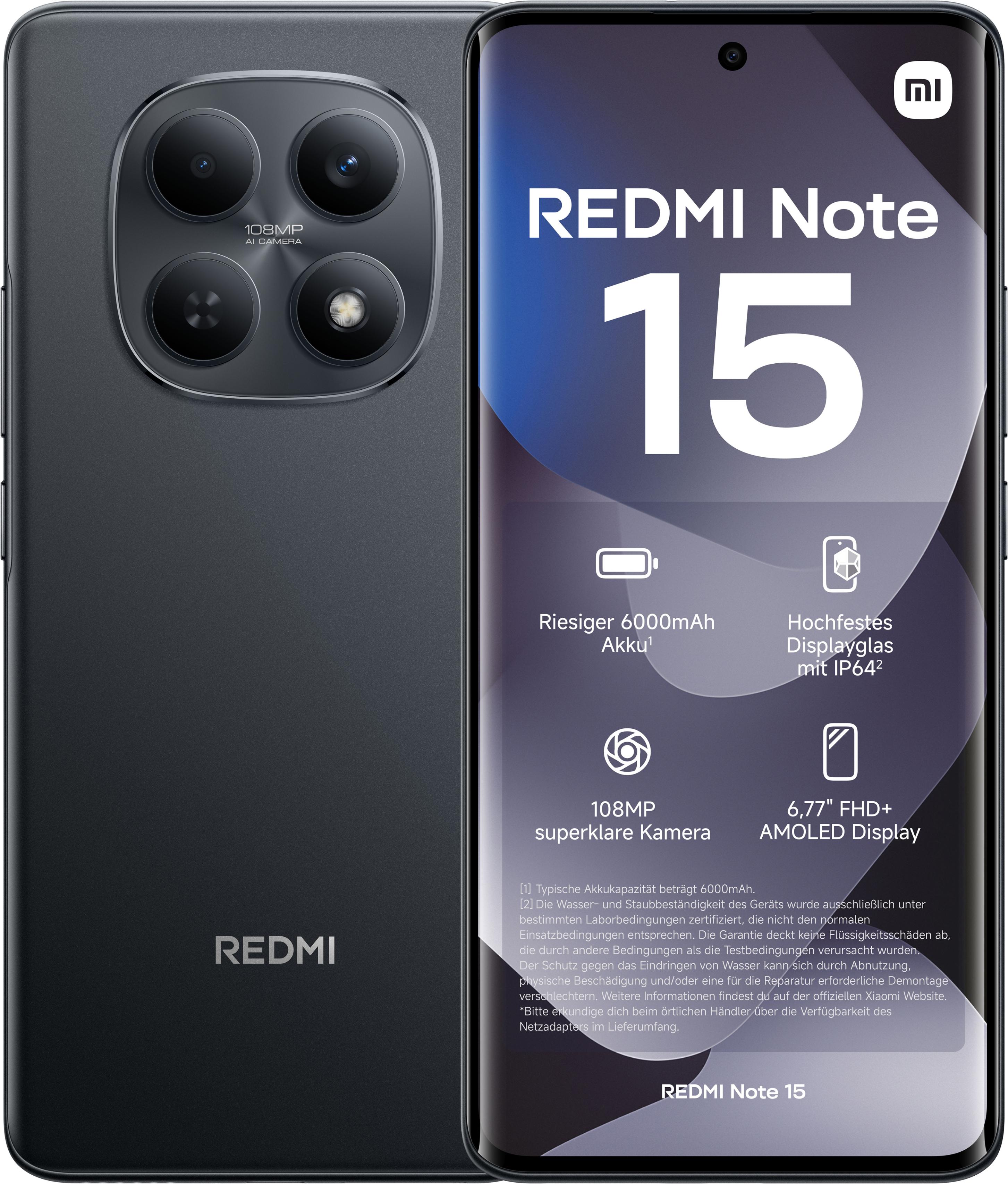 XIAOMI Smartphone "Redmi Note 15 6+128", Energieeffizienz: B (A-G), schwarz, 128 GB, Mobiltelefone