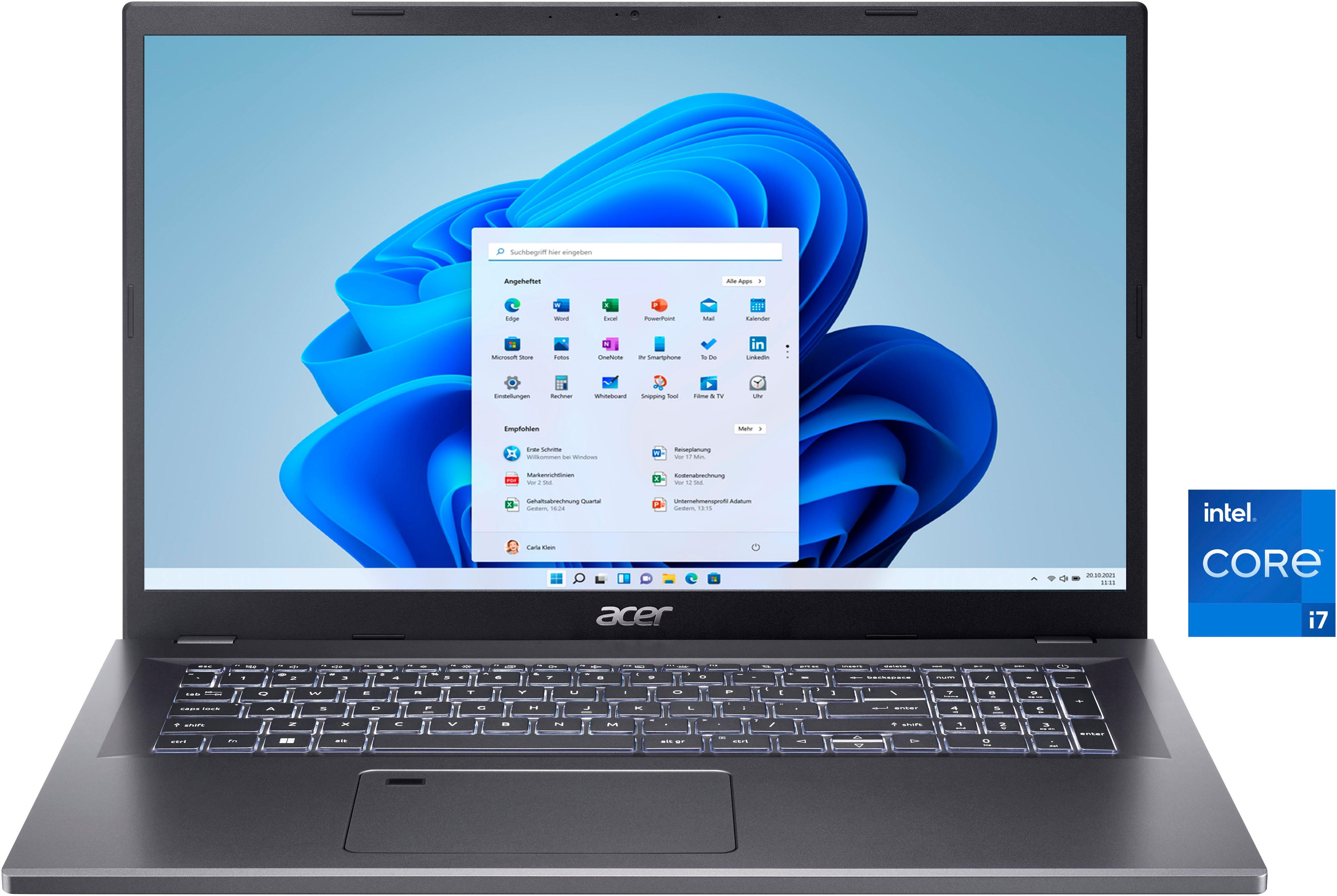 ACER Notebook "Aspire 17", grau, 16 GB RAM 1.024 GB SSD, Core 7, Windows11Home64Bit, Notebooks
