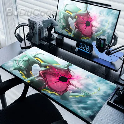 Mega Rayquaza XXL Mauspad Pokemon Gamer Tastatur-Schreibtischunterlage Gaming Laptop Mauspad Büro PC Zubehör E-Sports Gummi-Spielmatte