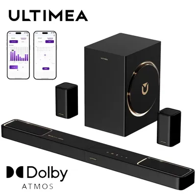 ULTIMEA Skywave F40 Boom 5.1.2-Kanal Soundbar mit Dolby Atmos, Surround-Sound-System für TV mit Subwoofer & 2 Surround-Lautsprechern