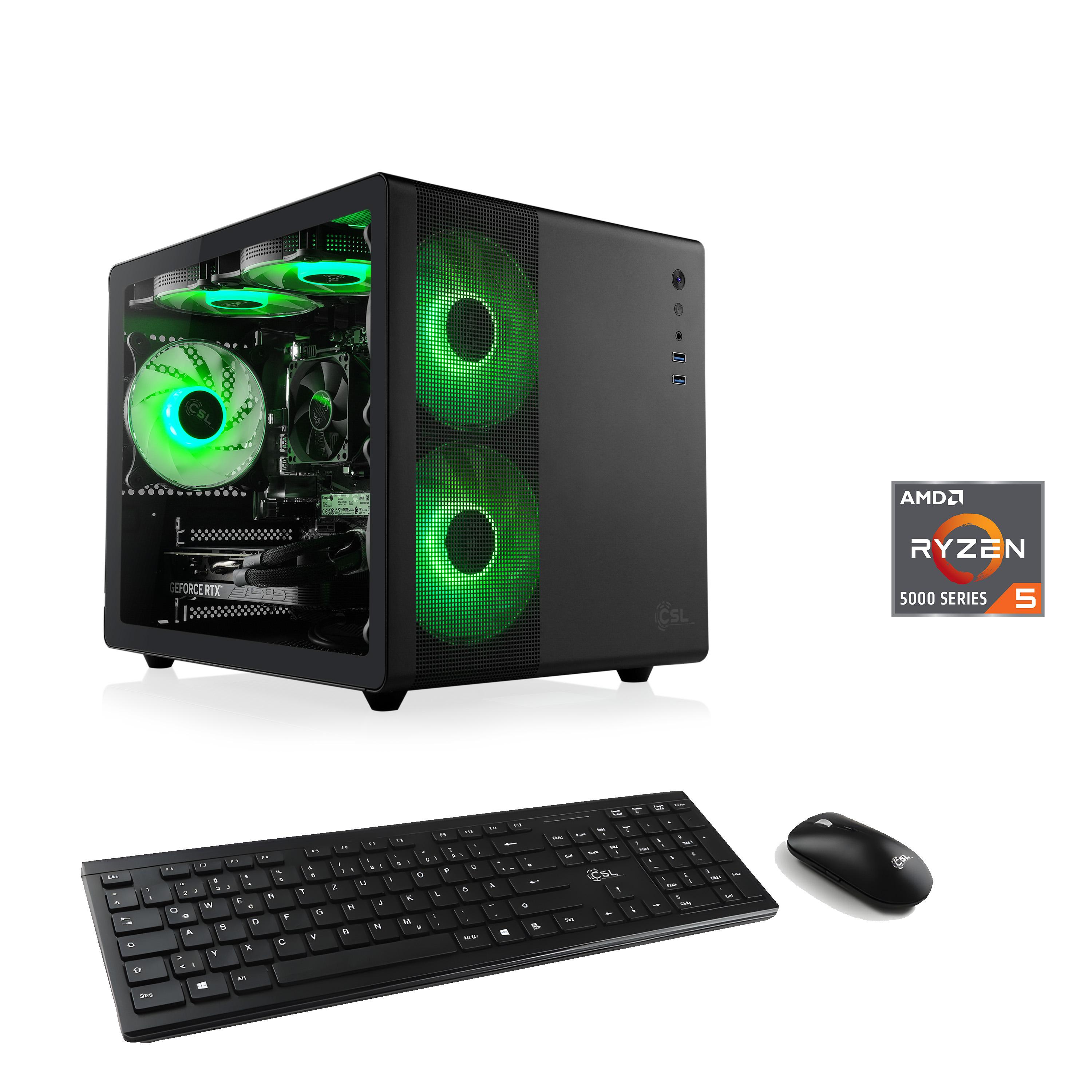 CSL PC "Cube V24185", schwarz, Microsoft Windows 11 Home (64 Bit), 16 GB RAM 500 GB SSD, Desktop-PCs, PC