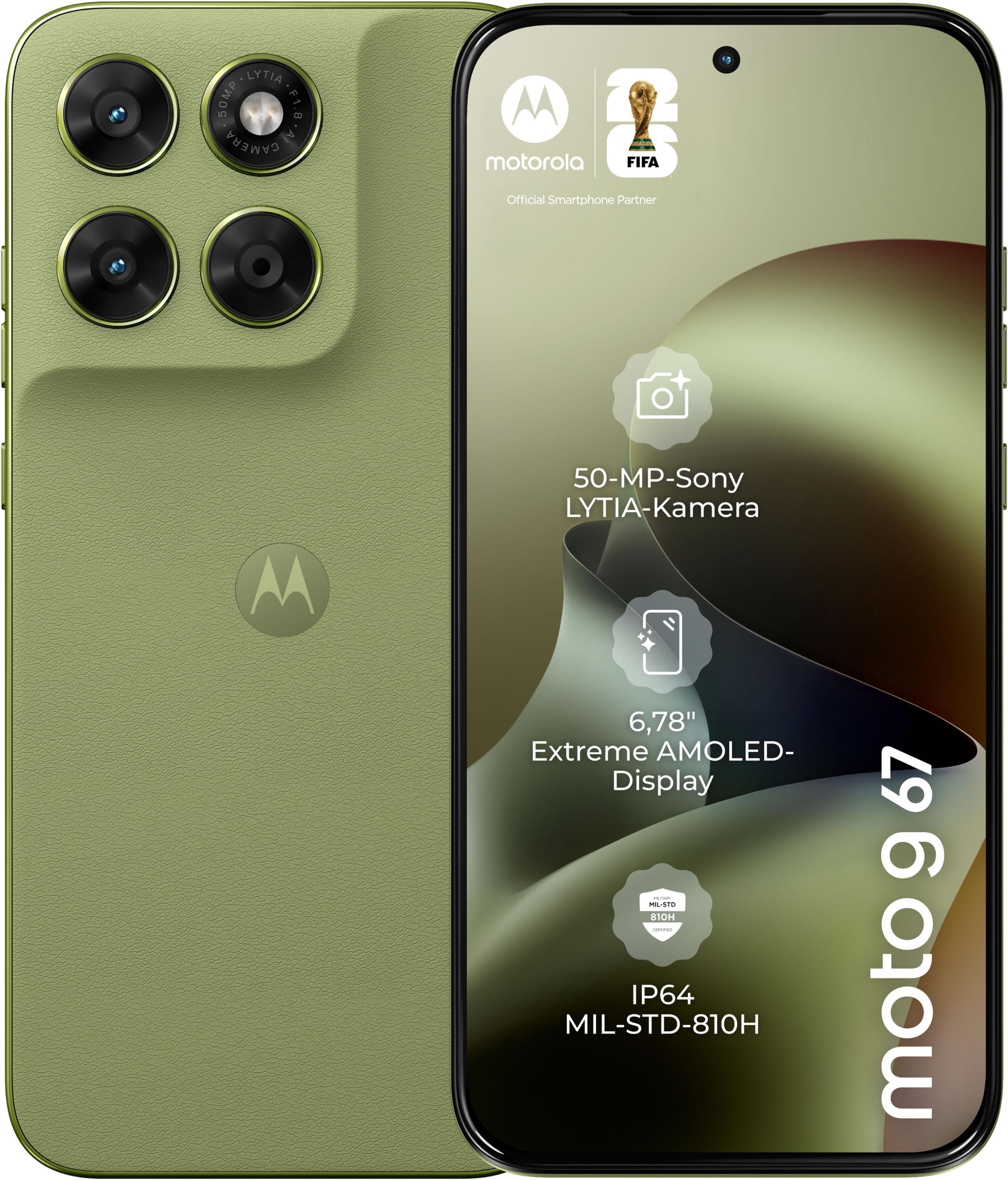 MOTOROLA Smartphone "moto g67", Energieeffizienz: A (A-G), pantone nile, 256 GB, Mobiltelefone
