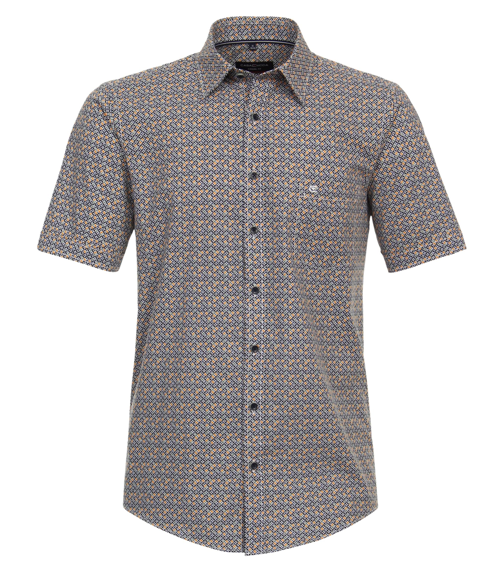 Kurzarmhemd CASAMODA "CASAMODA Freizeithemd Kurzarm Print", Herren, Gr. XXL, Normalgrößen, gelb, 100% Baumwolle, bedruckt, lässig geschnitten, Hemden