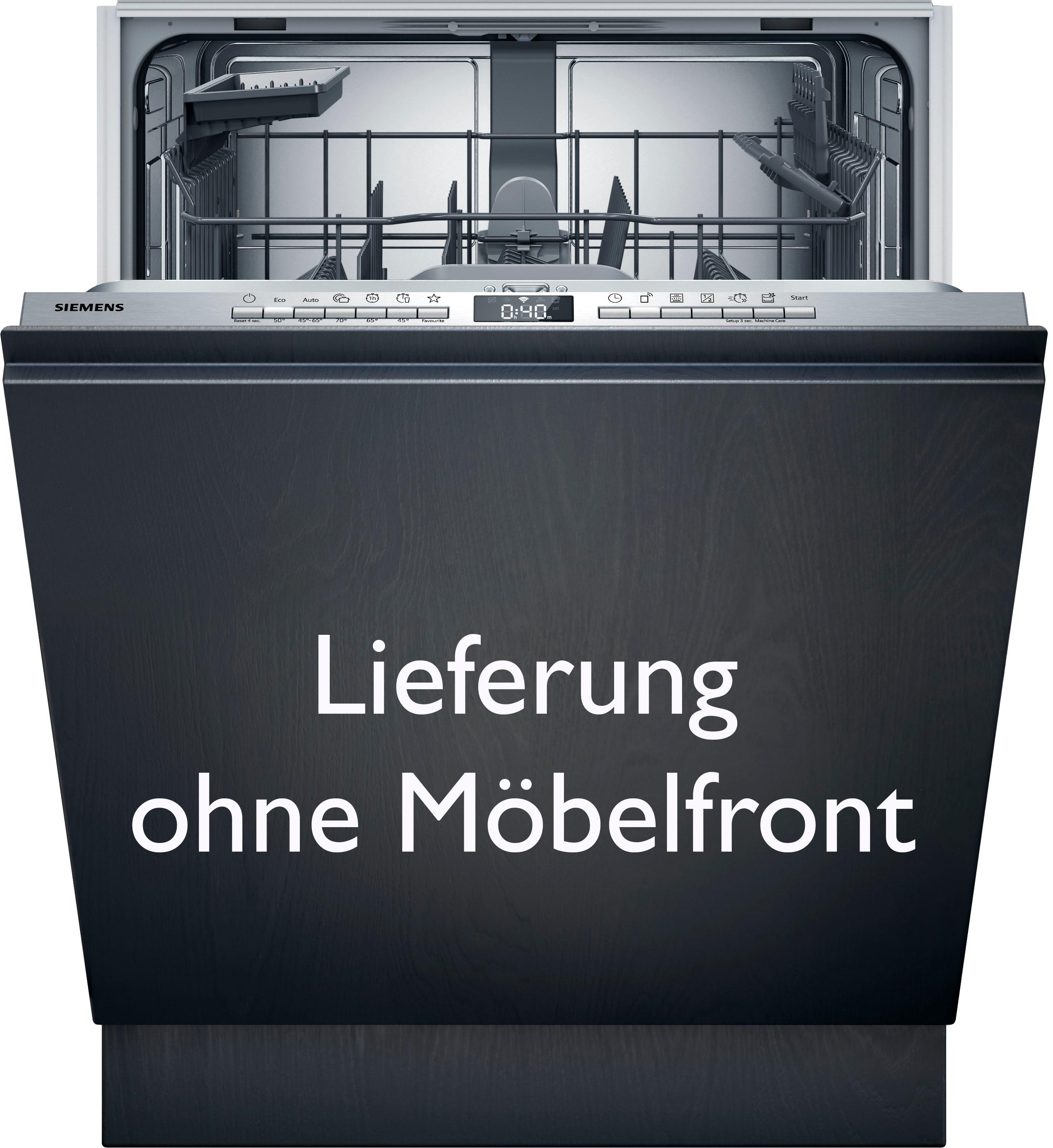 SIEMENS vollintegrierbarer Geschirrspüler "SN63EX04TE", Energieeffizienz: B (A-G), silber (grau), B:59,8cm H:81,5cm T:55cm, Geschirrspüler, Automatische Türöffnung für Effizienz, infoLight, flexible Körbe, Topseller